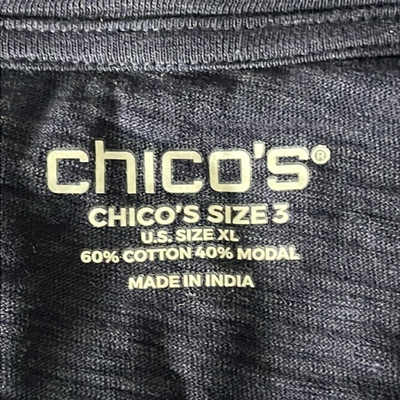 CHICO’S Women’s Cotton Slub Ruffle Cuff Tee Size 3 - Picture 8 of 9